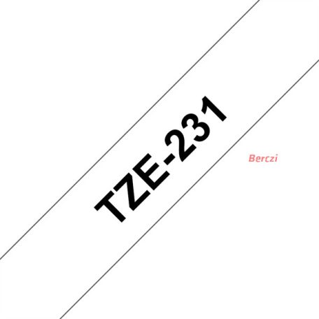 BROTHER szalag TZe-231, Fehér alapon Fekete, Laminált, 12mm  0.47", 8 méter