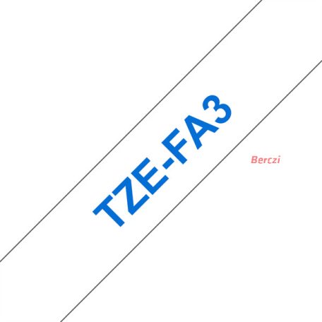 BROTHER szalag TZe-FA3, Fehér alapon Kék, Szövet szalag, 12mm  0.47", 3 méter