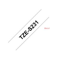   BROTHER szalag TZe-S231, Fehér alapon Fekete, Erős tapadású, 12mm  0.47", 8 méter