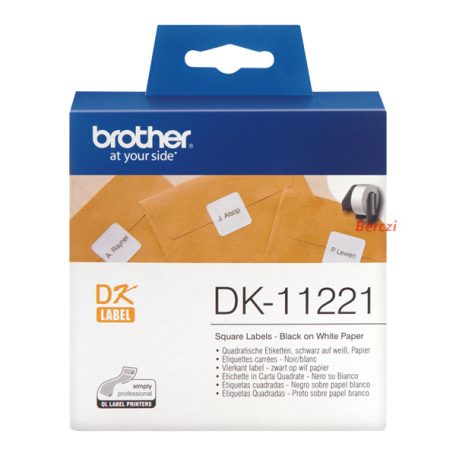 BROTHER Etikett címke DK-11221, 23mm x 23mm , Elővágott (stancolt), Fehér alapon fekete, 1000 db