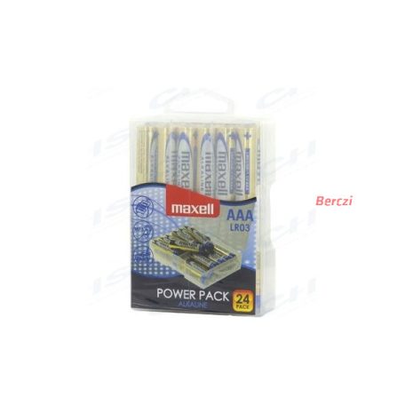 MAXELL Alkálielem Power Pack LR-3 AAA 24db-os visszazárható átlátszó műanyag dobozban