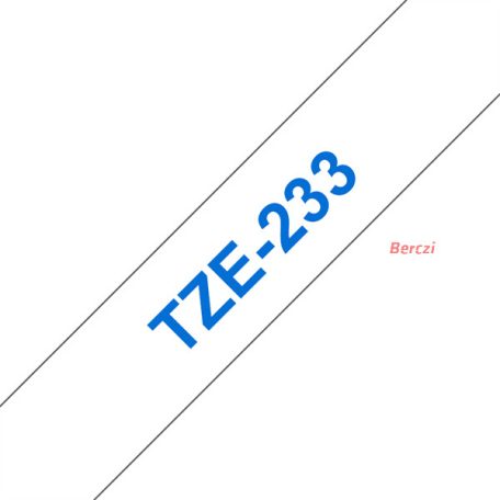 BROTHER szalag TZe-233, Fehér alapon Kék, Laminált, 12mm  0.47", 8 méter