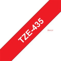   BROTHER szalag TZe-435, Piros alapon Fehér, Laminált, 12mm  0.47", 8 méter