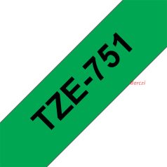   BROTHER szalag TZe-751, Zöld alapon Fekete, Laminált, 24mm  0.94", 8 méter