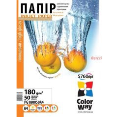   COLORWAY Fotópapír, magasfényű (high glossy), 180 g/m2, A4, 50 lap