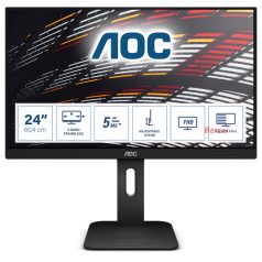   AOC IPS monitor 23.8" 24P1, 1920x1080, 16:9, 250cd/m2, 5ms, VGA/DVI/HDMI/DisplayPort/4xUSB, Pivot, hangszóró