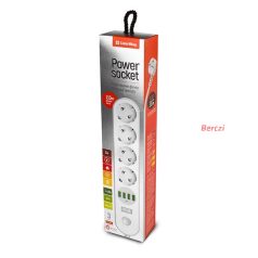   COLORWAY Hálózati elosztó, CW-CHE44W, 4 dugalj, 4xUSB, 2m, fehér
