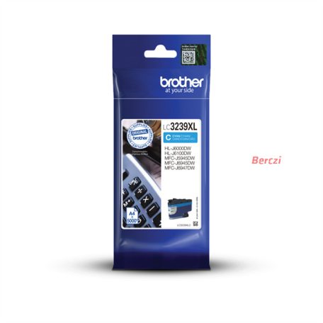 BROTHER Tintapatron LC3239XLC, Szuper nagy töltetű - 5000 oldal, Cián