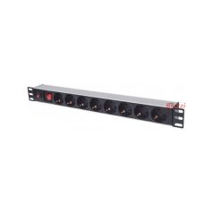 INTELLINET PDU 8x SCHUKO 19" 1U 3m kapcsolós Fekete