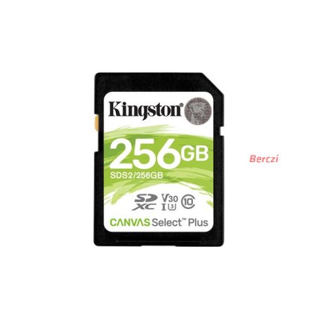 KINGSTON Memóriakártya SDXC 256GB Canvas Select Plus 100R C10 UHS-I U3 V30