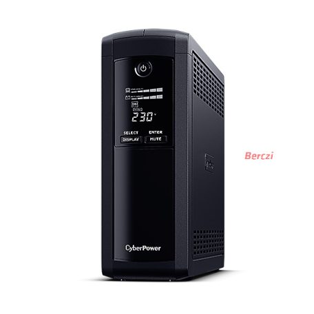 CYBERPOWER UPS VP1600ELCD 5x Schuko 1600VA 960W 230V szünetmentes tápegység + USB LINE-INTERACTIVE