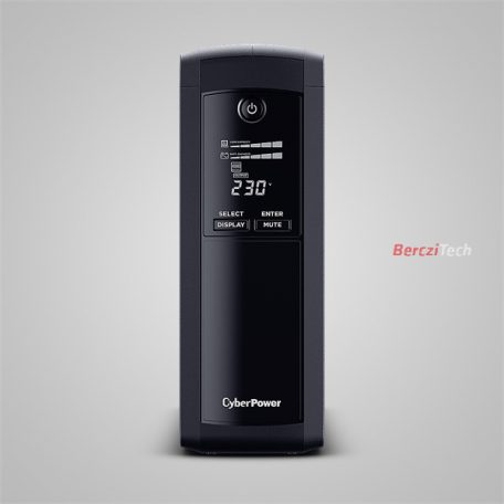 CYBERPOWER UPS, VP1600EILCD, 8x C13, 1600VA 960W 230V szünetmentes tápegység + USB LINE-INTERACTIVE