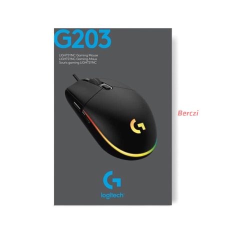 LOGITECH Egér - G203 Lightsync RGB Vezetékes Gaming, Fekete