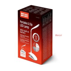   COLORWAY Asztali LED lámpa beépített akkumulátor, flexibilis, felcsiptethető, 5500-6000k, 115 lm, fehér (CW-DL04FCB-W)
