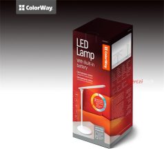   COLORWAY Asztali LED lámpa beépített akkumlátor,  dönthető, 3200-4300-6500k, 300 lm, fehér (CW-DL02B-W)