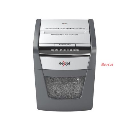 REXEL Iratmegsemmisítő, konfetti, 50 lap, "Optimum AutoFeed+ 50X"