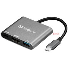 SANDBERG USB-C dokkoló, USB-C Mini Dock HDMI+USB