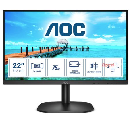 AOC VA monitor 21.5" 22B2H, 1920x1080, 16:9, 250cd/m2, 4ms, VGA/HDMI