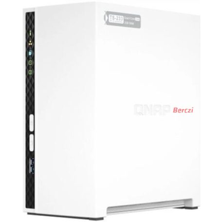 QNAP NAS 2 fiókos 4x2GHz, 2GB RAM, 1x1000Mbps, 2xUSB3.2, 2xUSB2.0, 1xUSB3.2 - TS-233