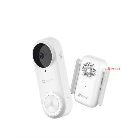 EZVIZ DB2, videós ajtócsengő készlet, 2K, 3MP, 176° kamerával,  WiFi, 5200mAh akku, PIR, IR, H.265, riasztó funkció