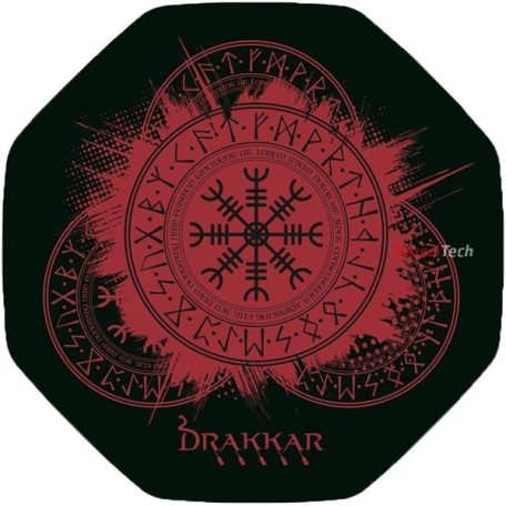 KONIX - DRAKKAR Kattegat Gaming Szőnyeg kör alakú, Fekete-Piros