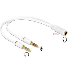   DELOCK Átalakító Headset Stereo jack 1x 3.5mm 4 pin female > 2x 3.5mm 3 pin male (iPhone)