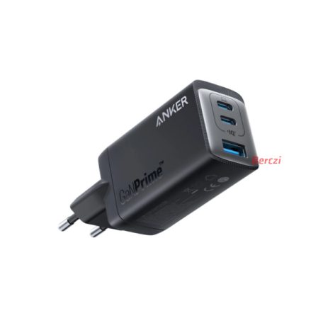 ANKER Hálózati Töltő, GaNPrime 65W, 3 port, 2xUSB-C + 1xUSB-A, PowerIQ 4.0, fekete - A2668311