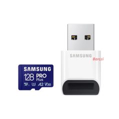   SAMSUNG Memóriakártya, PRO Plus + Reader microSDXC 128GB, CLASS 10, UHS-I, U3, V30, A2, R180/W130