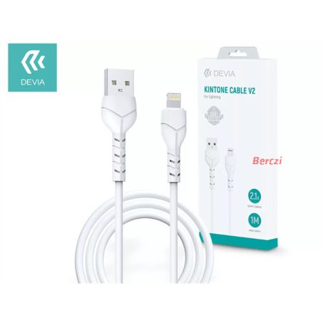 DEVIA USB - LIGHTNING ADAT- ÉS TÖLTŐKÁBEL 1 M-ES VEZETÉKKEL - KINTONE CABLE V2 SERIES FOR LIGHTNING - 5V/2.1A - WHITE