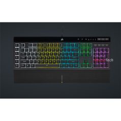   CORSAIR Vezetékes Billentyűzet Gaming, K55 RGB PRO, 6 programozható billentyű, Cseppálló, Csuklótámasz, US, fekete