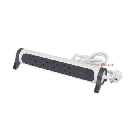 LEGRAND Elosztósor Premium 4x2P+F, túlfeszültség-védelemmel, 1,5 m vezetékkel, fehér/fekete