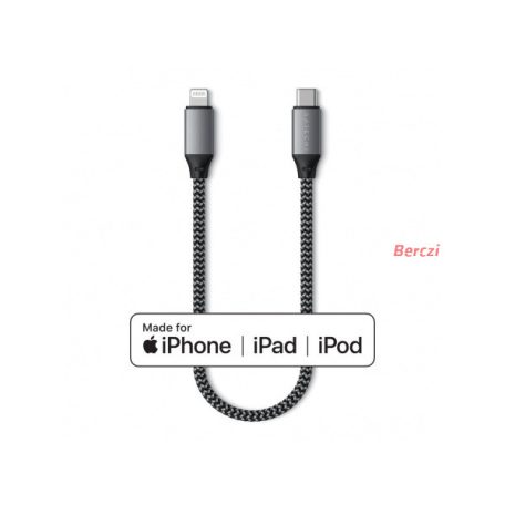 Satechi USB-C - lightning kábel (MFI), szőtt, 25cm - Space Grey