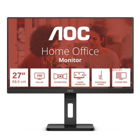 AOC IPS monitor 27" 27E3QAF, 1920x1080, 16:9, 300cd/m2, 4ms, HDMI/DisplayPort/VGA, Pivot, hangszóró