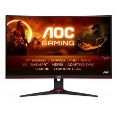  AOC Ívelt Gaming 165Hz VA monitor 27" C27G2E/BK, 1920x1080, 16:9, 250cd/m2, 1ms, 2xHDMI/DisplayPort/VGA