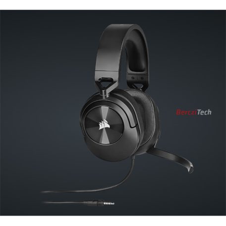 CORSAIR Vezetékes Headset, HS55 Gaming, Ultrakönnyű, Jack dugós, fekete