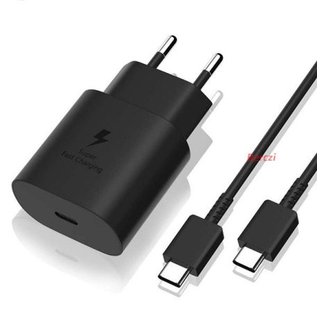 BLACKBIRD Hálózati Töltő 25W TR145 PD USB-C + USB-C Adatkábel 1m, Fekete (Gyári kivitel)