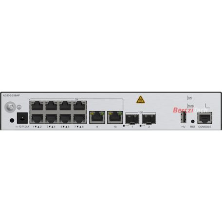 Huawei eKit Vezeték Nélküli Access Kontroller 10x1000Mbps + 2x10GE (SFP+) + 1konzol port, max 256 AP - AC650-256AP
