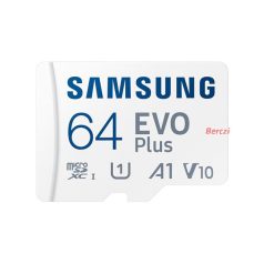   SAMSUNG Memóriakártya, EVO Plus microSDXC kártya, 64GB, UHS-I, U1, V10, A1, + SD Adapter, R160/W