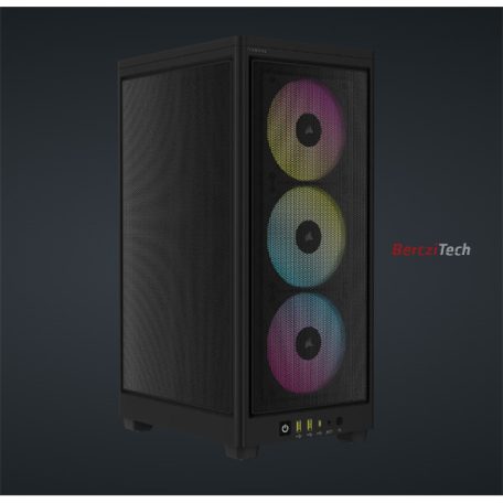 CORSAIR Ház 2000D RGB AIRFLOW Mini-ITX, 3xAF120 RGB SLIM Ventillátorral, SFX Tápegység nélkül, Edzett Üveg, fekete