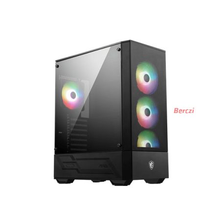 MSI Ház Midi ATX FORGE 112R, 4xARGB ventilátor, Tápegység nélkül, üvegfalú, fekete