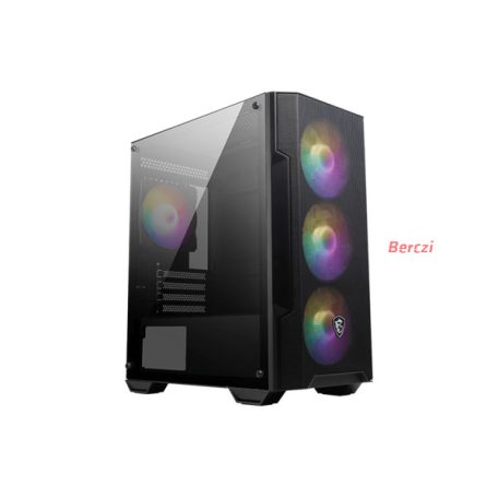 MSI Ház Micro ATX FORGE M100A, 4xA-RGB ventilátor, Tápegység nélkül, üvegfalú, fekete