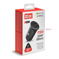   COLORWAY Autós töltő, CW-CHA029PD-GR, 2xUSB (Type-C PD20W + USB QC3.0 ) (38W) szürke