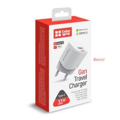   COLORWAY USB töltő adapter, GaN3 Power Delivery Port PPS USB (Type-C PD + USB QC3.0) (33W) fehér (CW-CHS043PD-WT)