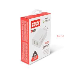   COLORWAY USB töltő adapter, 2USB Quick Charge 3.0 (36W) white (CW-CHS017Q-WT)