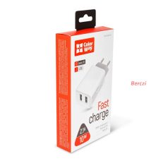   COLORWAY USB töltő adapter, 2USB AUTO ID 2.1A (10W) white (CW-CHS015-WT)