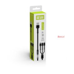   COLORWAY Kábel, Cable 3in1 (Lightning+MicroUSB+Type-C) 4.0A (20W) 1.2m grey (CW-CBU3003-GR)