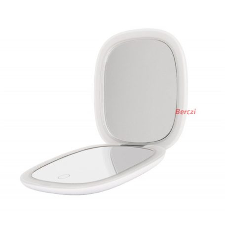HUMANAS PM01 kézi sminktükör, LED háttérvilágítás, állítható fényerő, 3 színhőmérséklet, mikro USB, 5x zoom