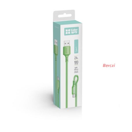 COLORWAY Kábel, USB to Type-C cable (soft silicone) 2.4A 1m green (CW-CBUC042-GR)