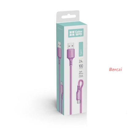COLORWAY Kábel, USB to Type-C cable (soft silicone) 2.4A 1m lila (CW-CBUC044-PU)