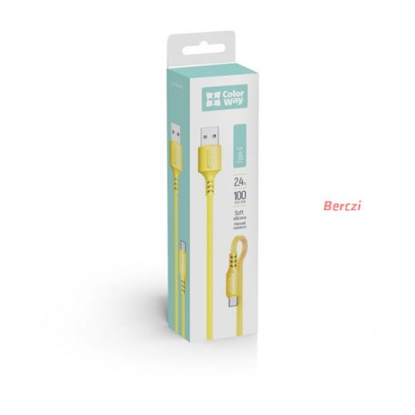 COLORWAY Kábel,  USB to Type-C (soft silicone) 2.4A 1m sárga